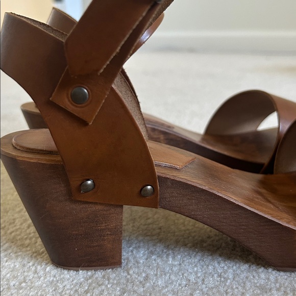 Brown Leather Clog Women's Sandals - Picture 3 of 6